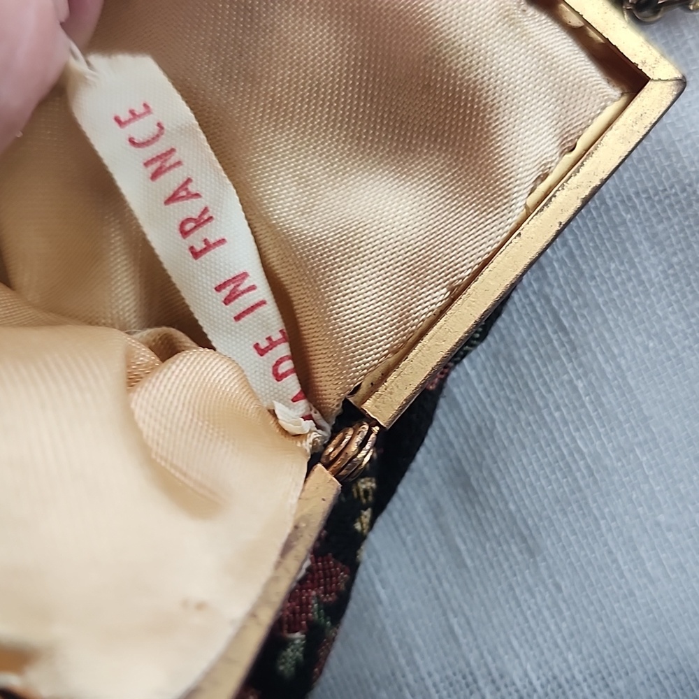 Vintage French Hand Made Floral Petite Point Tapestry Evening Bag, $45 - Picture 3 of 10